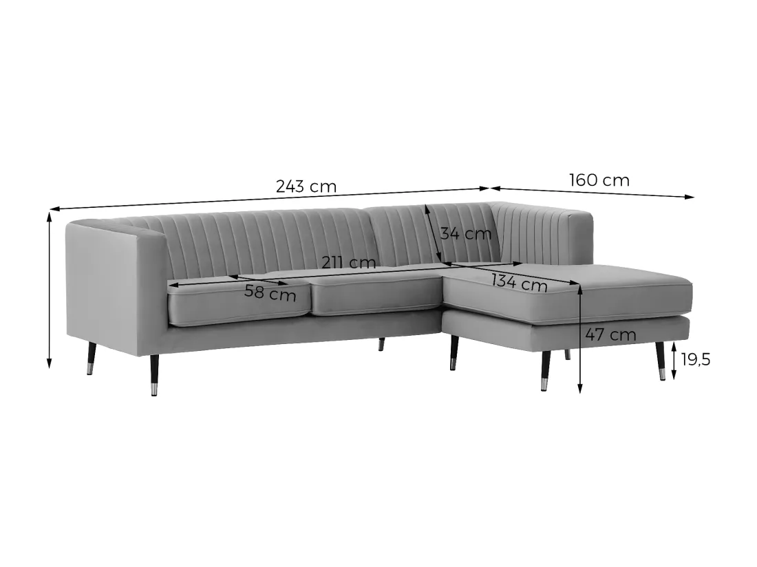Slender - Grand canapé d'angle droit - Velluto 2