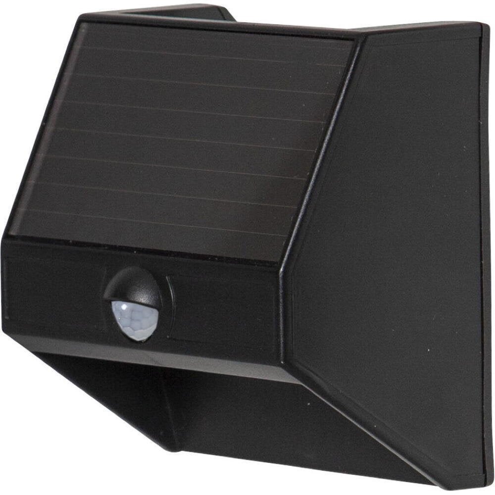 LED Solar Wandlamp Wally in Zwart 0,06W 50lm IP44 met bewegingsmelder