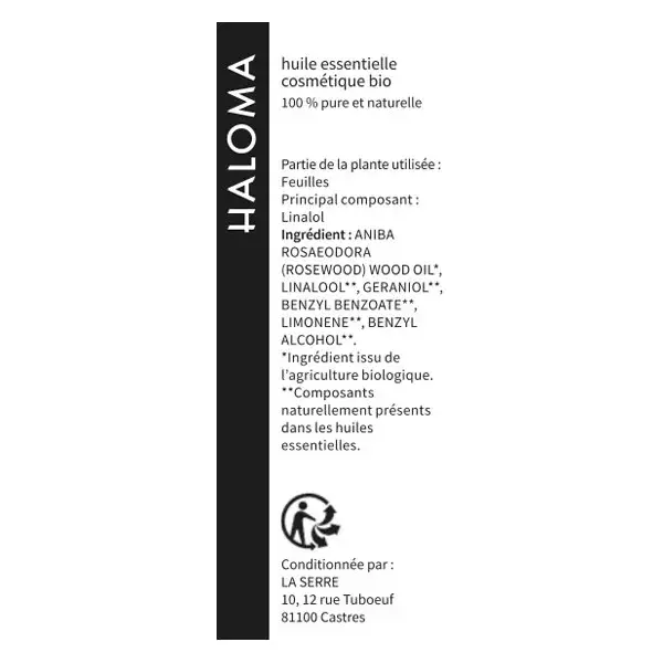 Óleo Essencial de Pau-rosa Orgânico Haloma 10ml
