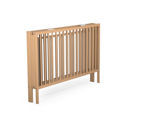 AT4 - Lit bébé Lit pliant Baby Fox à barreaux hêtre vernis naturel 60 x 12...