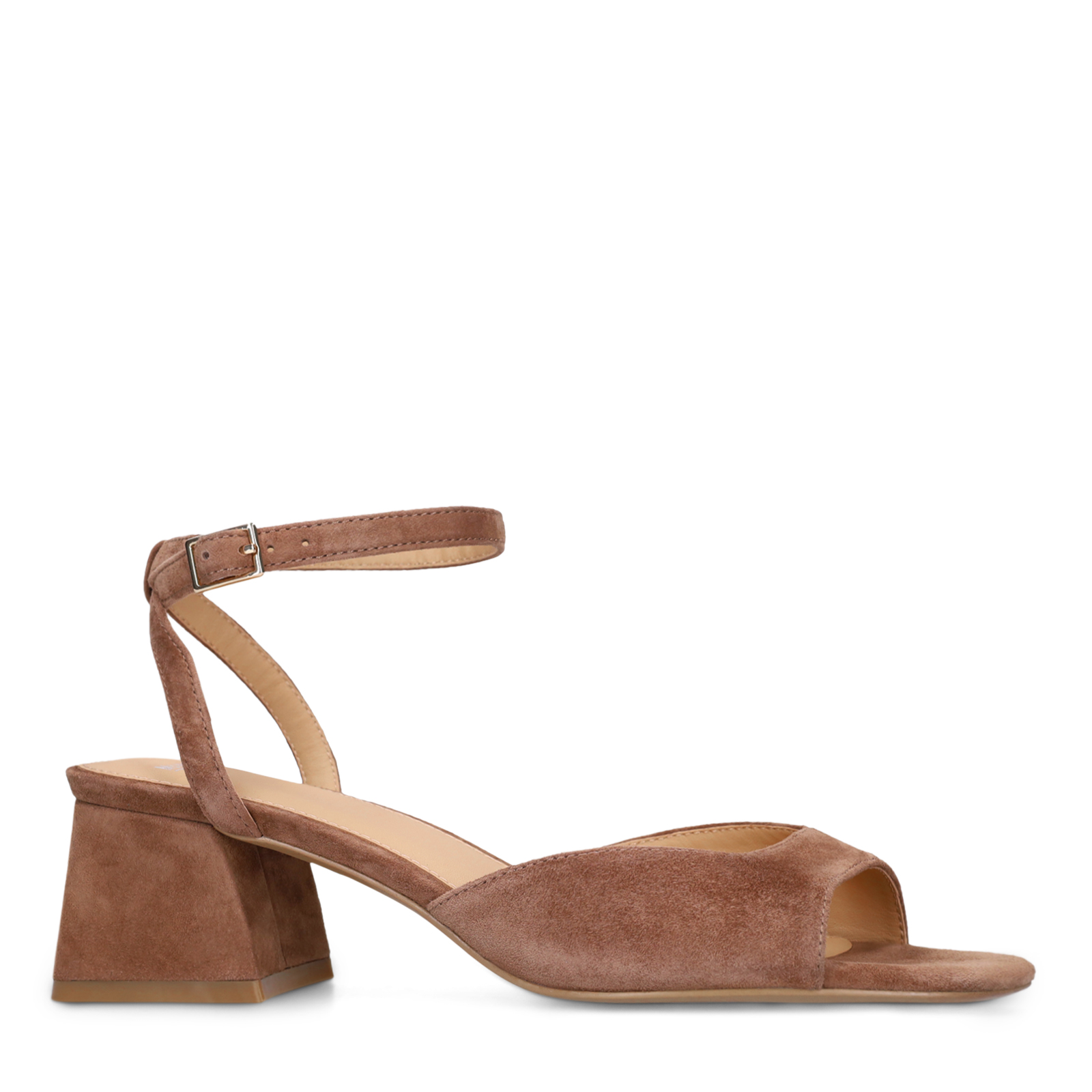 Bruine suède sandalen met hak