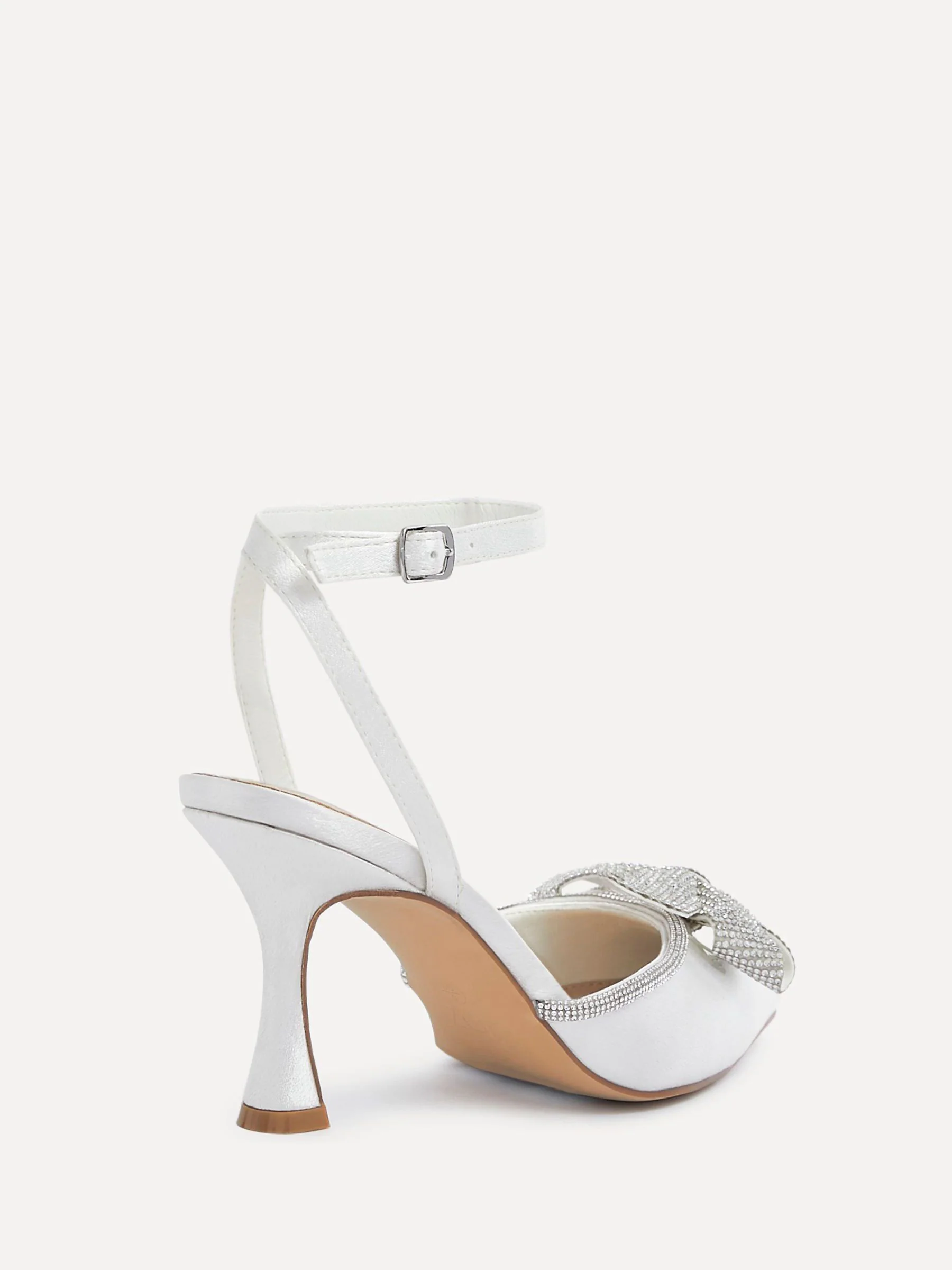 Linzi Bruidskleding Angela Satijn Diamante Strik detail pumps