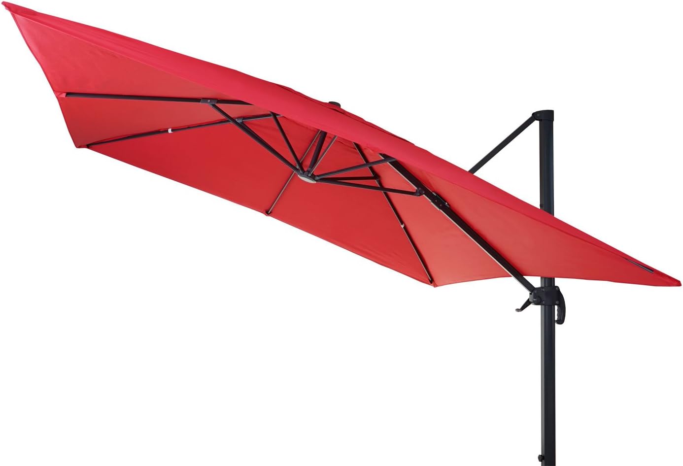 Mendler Gastronomie-Ampelschirm HWC-A96, Sonnenschirm 3x3m (Ø4,24m) Polyester Alu/Stahl 23kg drehbar