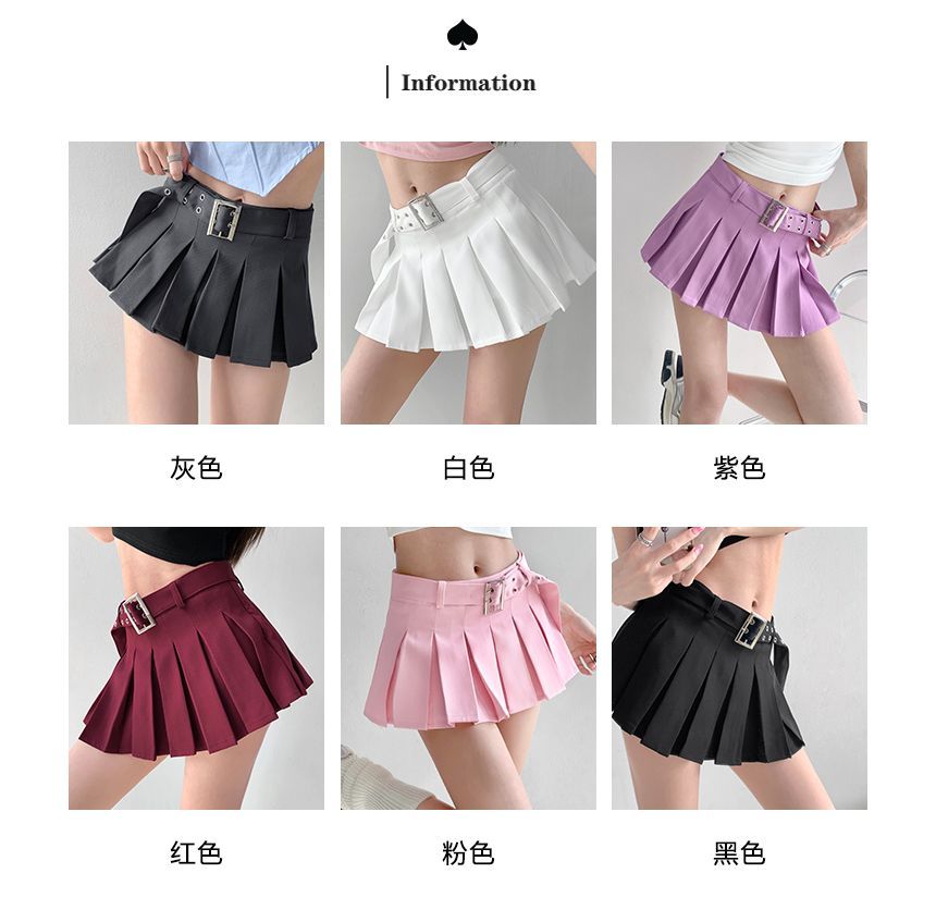 Shira - Laag geplooide minirok met riem