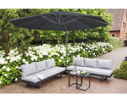 Zwevende parasol Sunset N+ Ø350 H 200 cm polyester 300g/m² antraciet