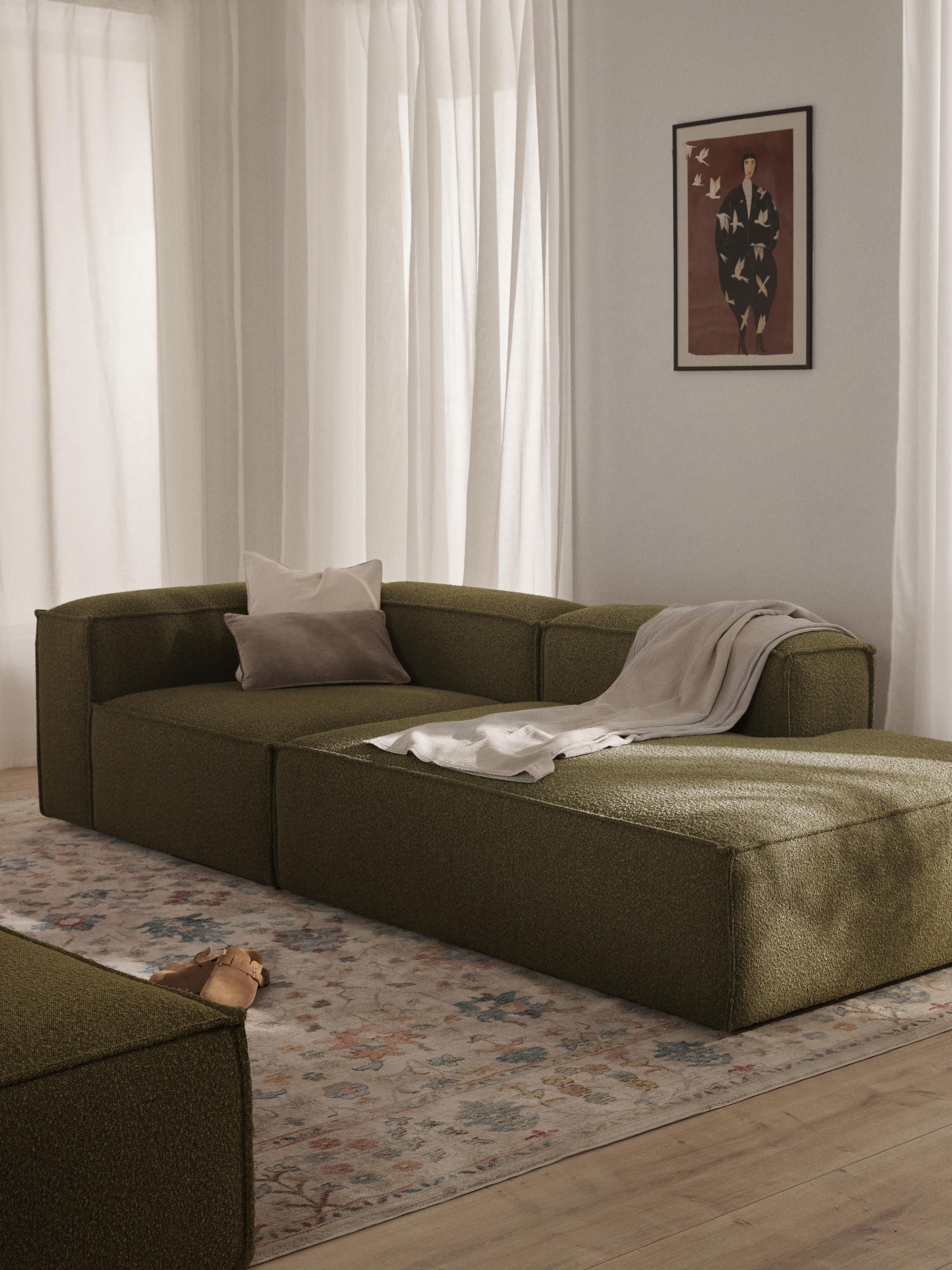 Modulaire chaise longue Lennon uit bouclé