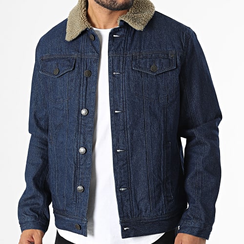 Veste Jean Col Fourrure 20714439 Bleu Brut