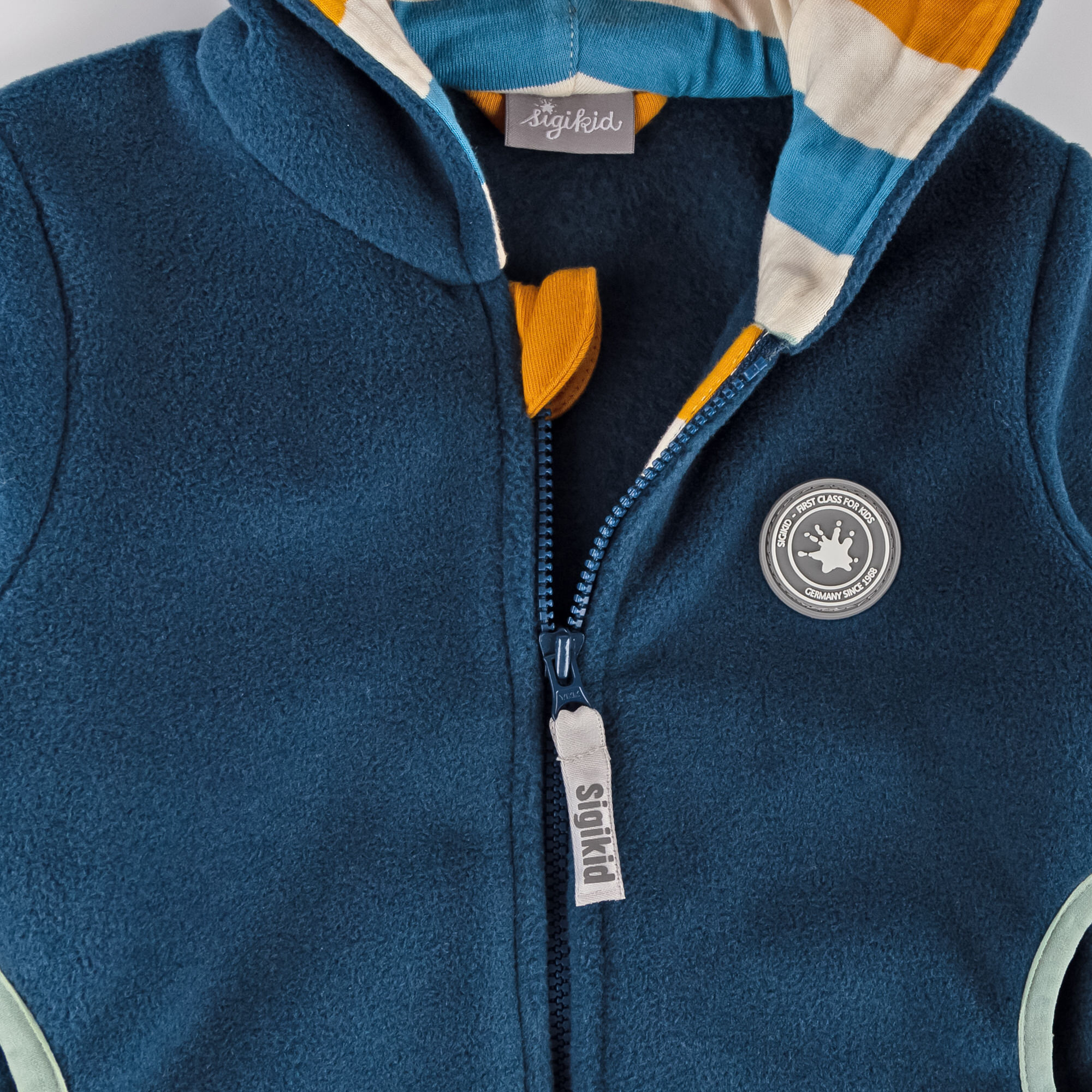 Kapuzen-Fleecejacke B - WILD CROCODILE in blau