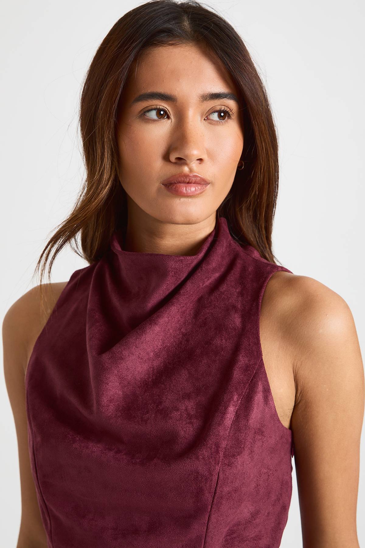 boohoo Haut Col Montant Drapé En Synthétique