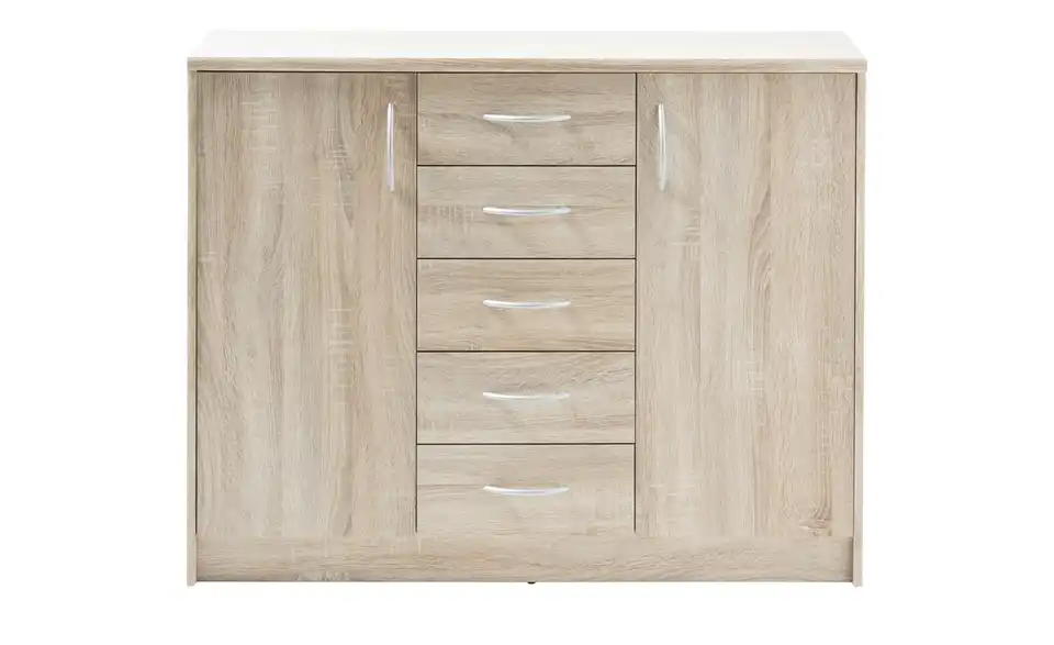 Kommode Optimus Eiche Sonoma (Nachbildung) Ausführung IV (2 Türen/5 Schubkästen) 86 cm
