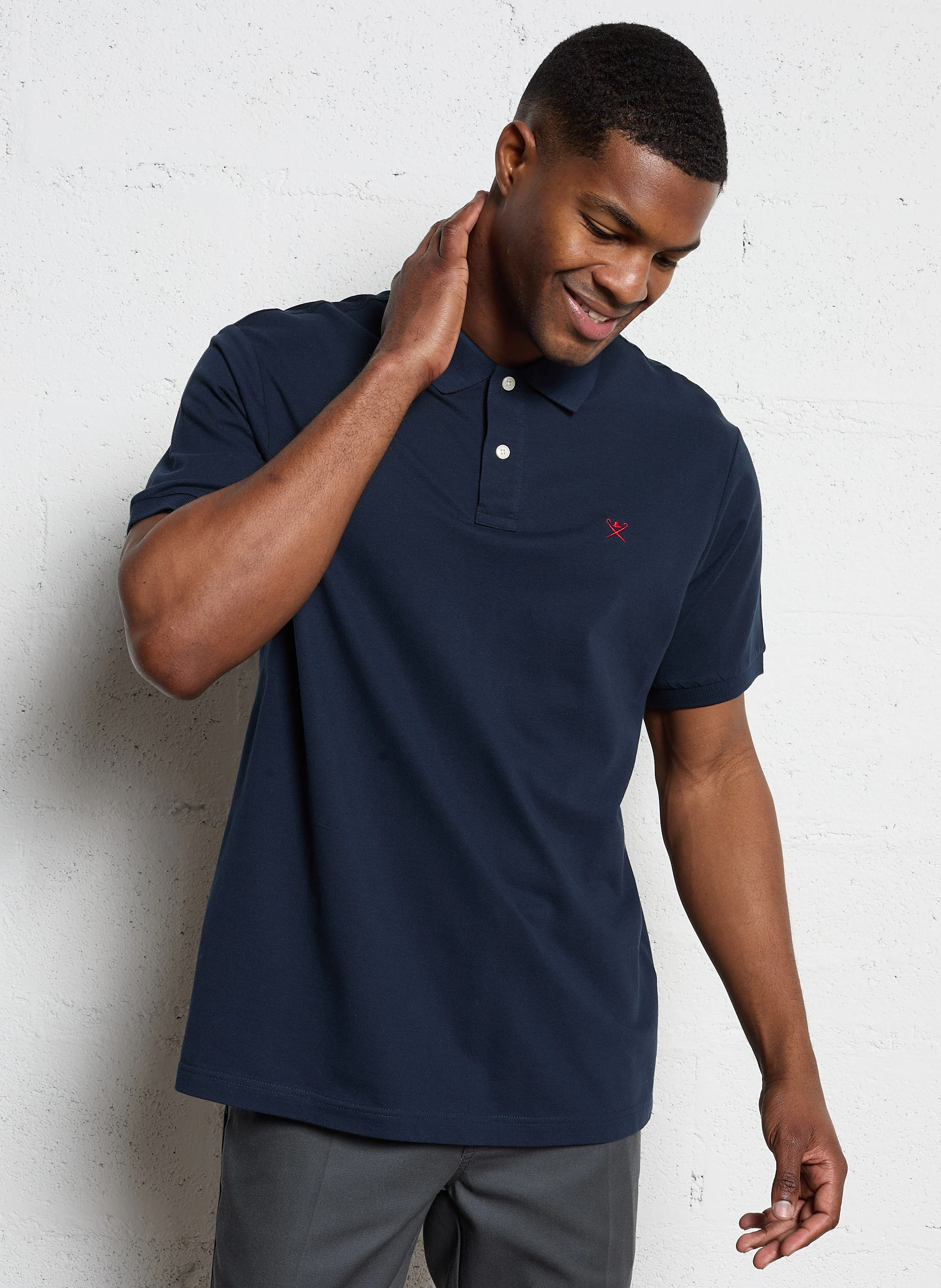 Polo slim-fit en coton piqué | Bleu