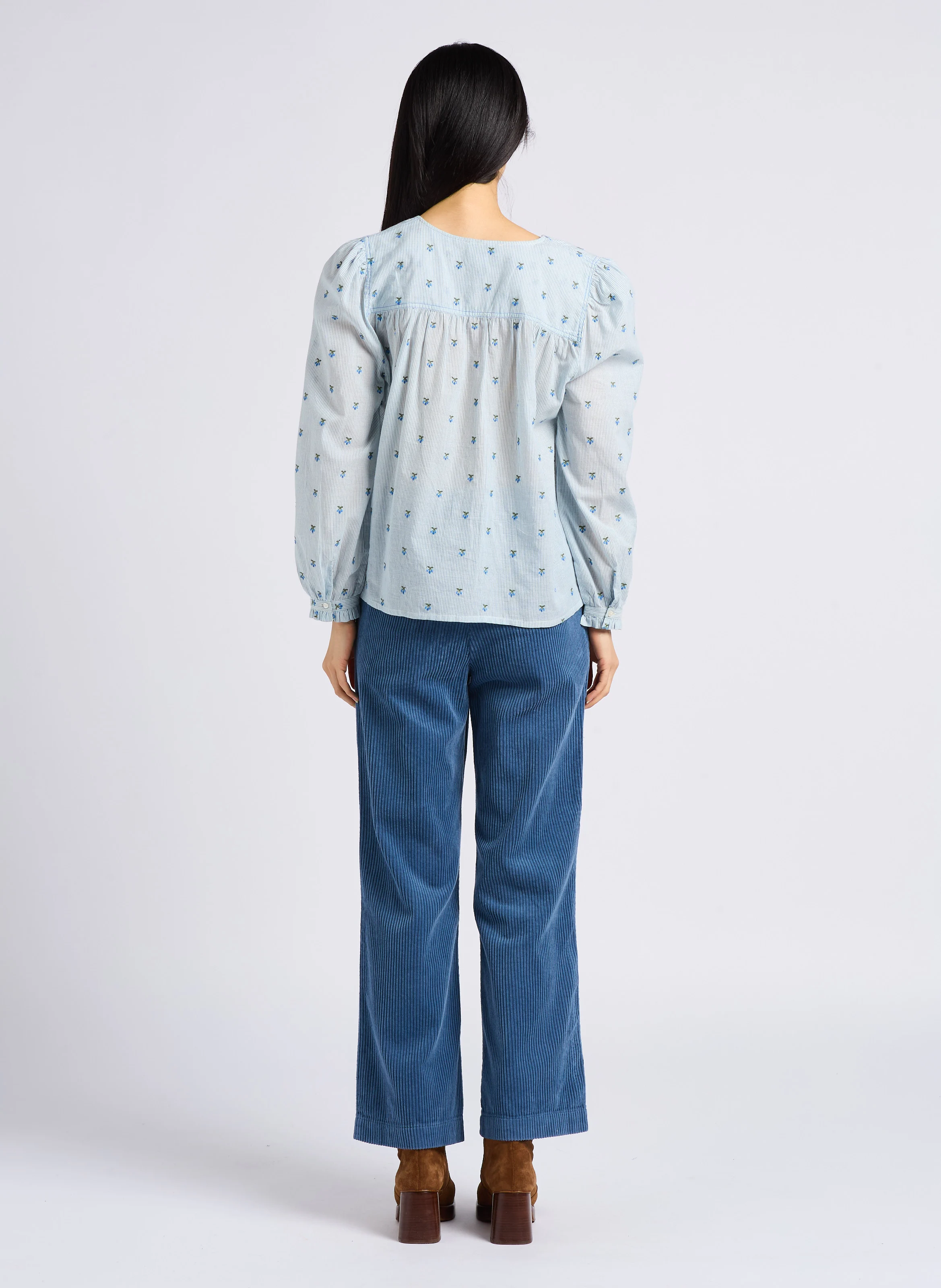 ANELLE - Pantalon en velours côtelé | Bleu
