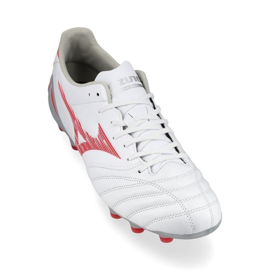 Mizuno Morelia Neo IV Pro FG/AG Charge - Blanc/Radiant Red