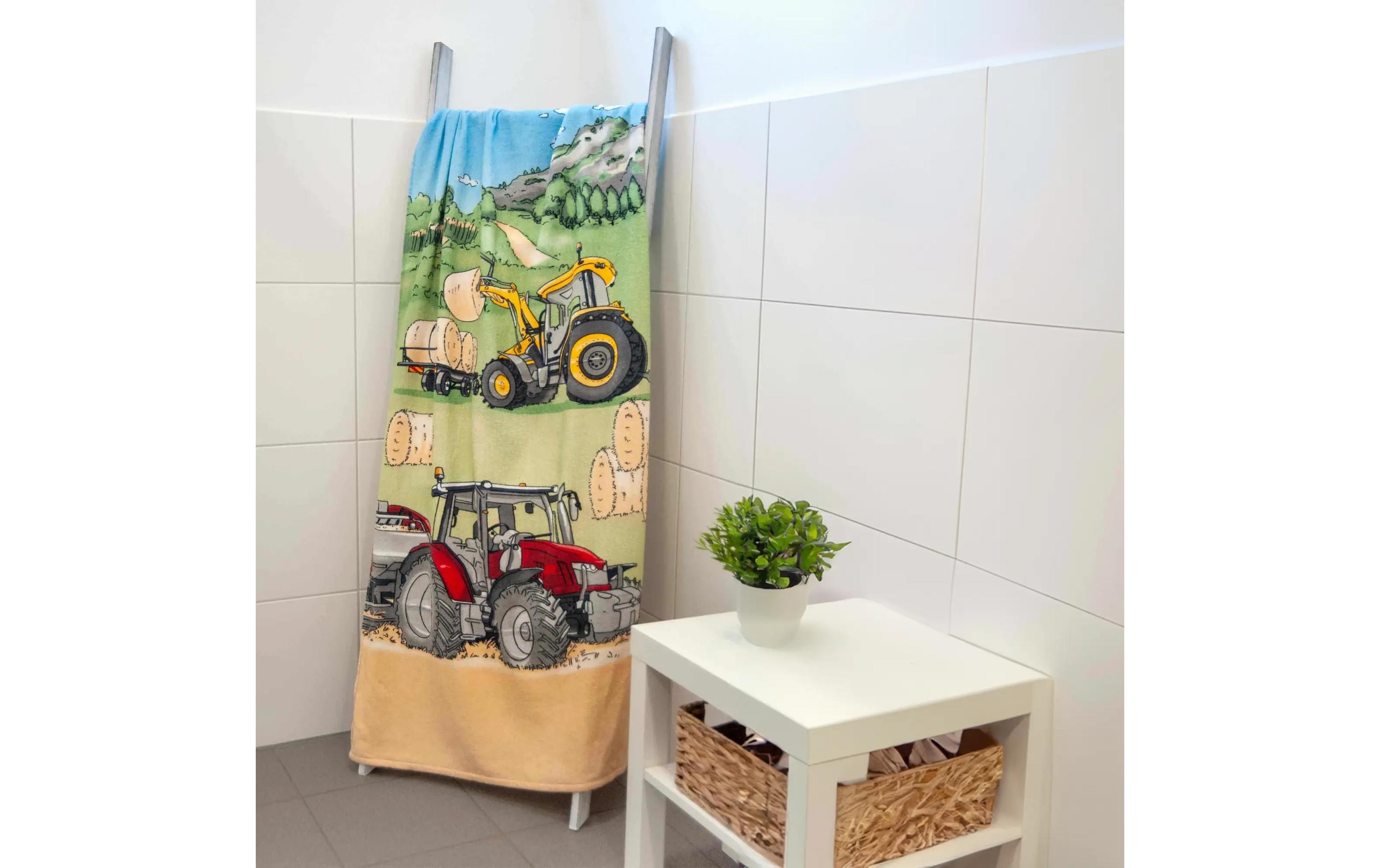 Badetuch Traktor, 75 x 150 cm, MehrfarbigKinder-Badetuch aus 100% Baumwolle