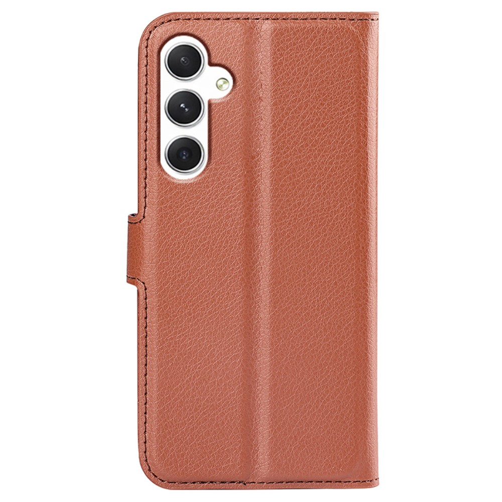 Samsung Galaxy S24 Leder Tasche Flip Cover Litchi Look - Braun