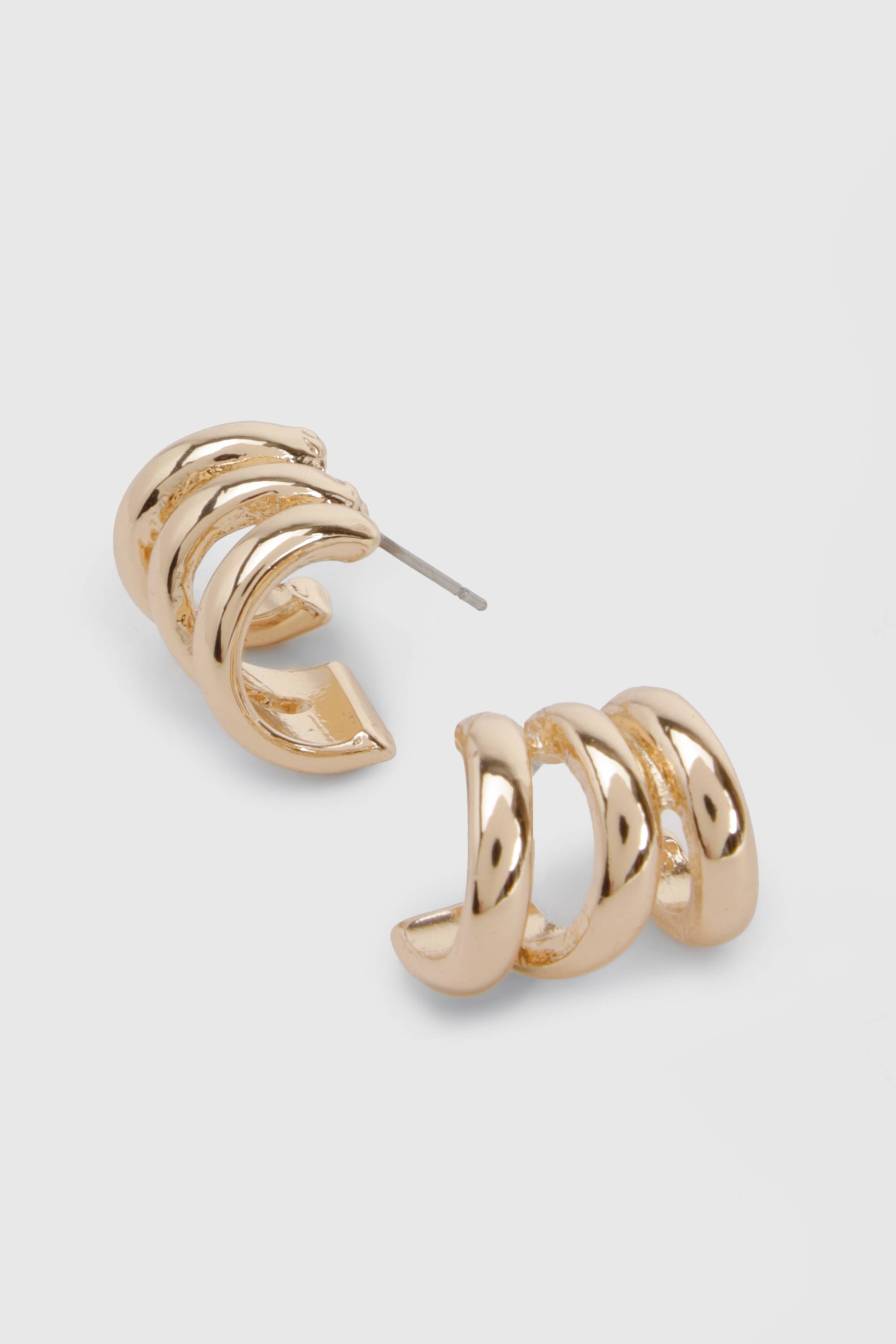 boohoo Boucles d'oreilles créoles mini triples en or