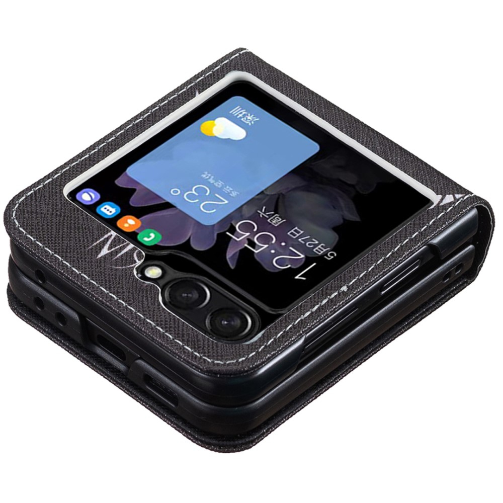 Samsung Galaxy Z Flip7 FE / Z Flip6 Leder Hardcase Hülle Don't Touch My Phone - Schwarz