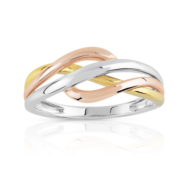 Bague 3 ors 750 anneaux entrelacés