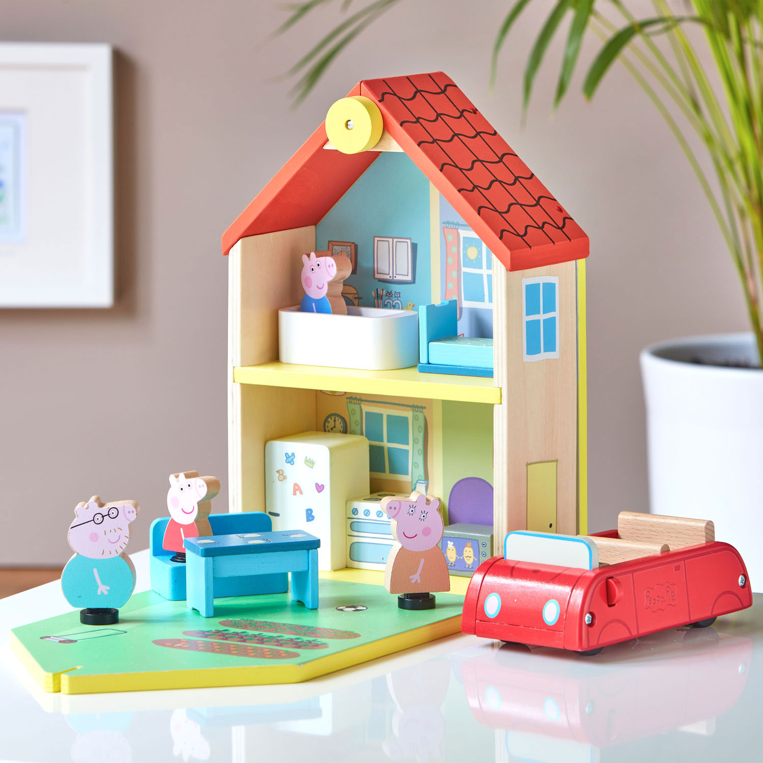 Houten Poppenhuis Peppa Pig met Accessoires