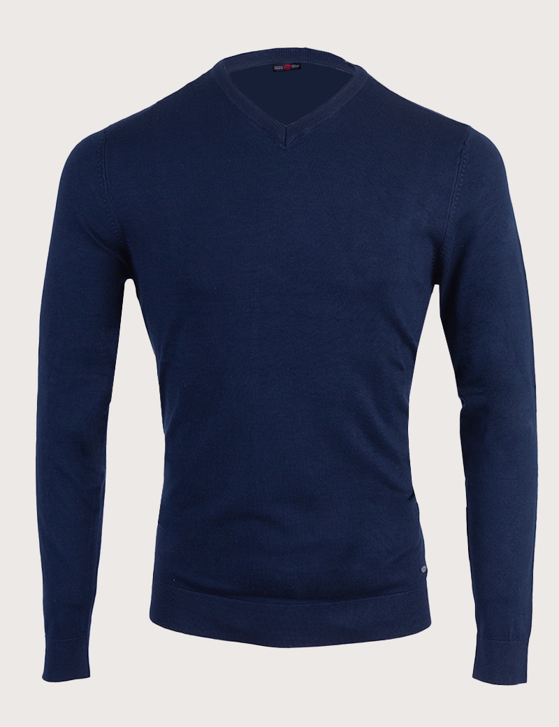 PETROL IND PULL HOMME EN MAILLE COL V BLEU NUIT