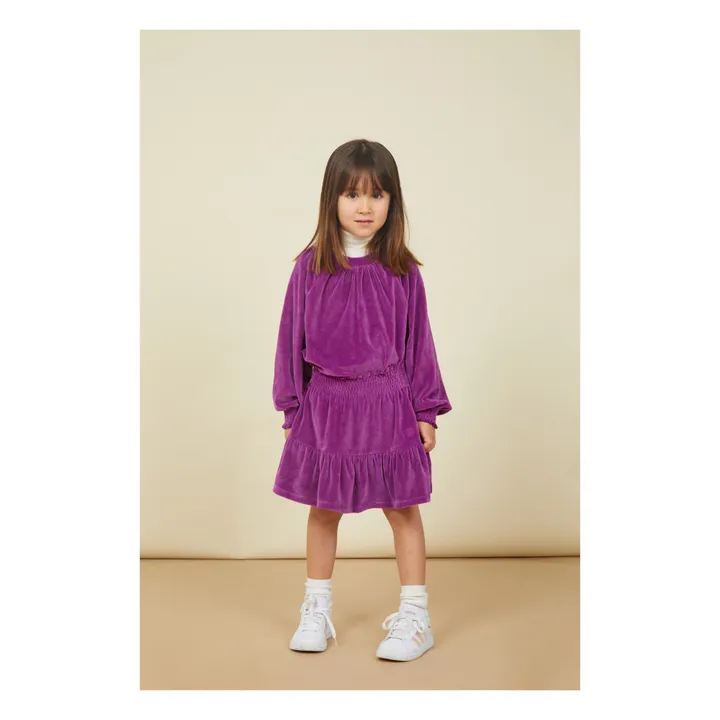 SMALLABLE BASICS Sweat Fille Col Rond en Velours | Rose fuschia