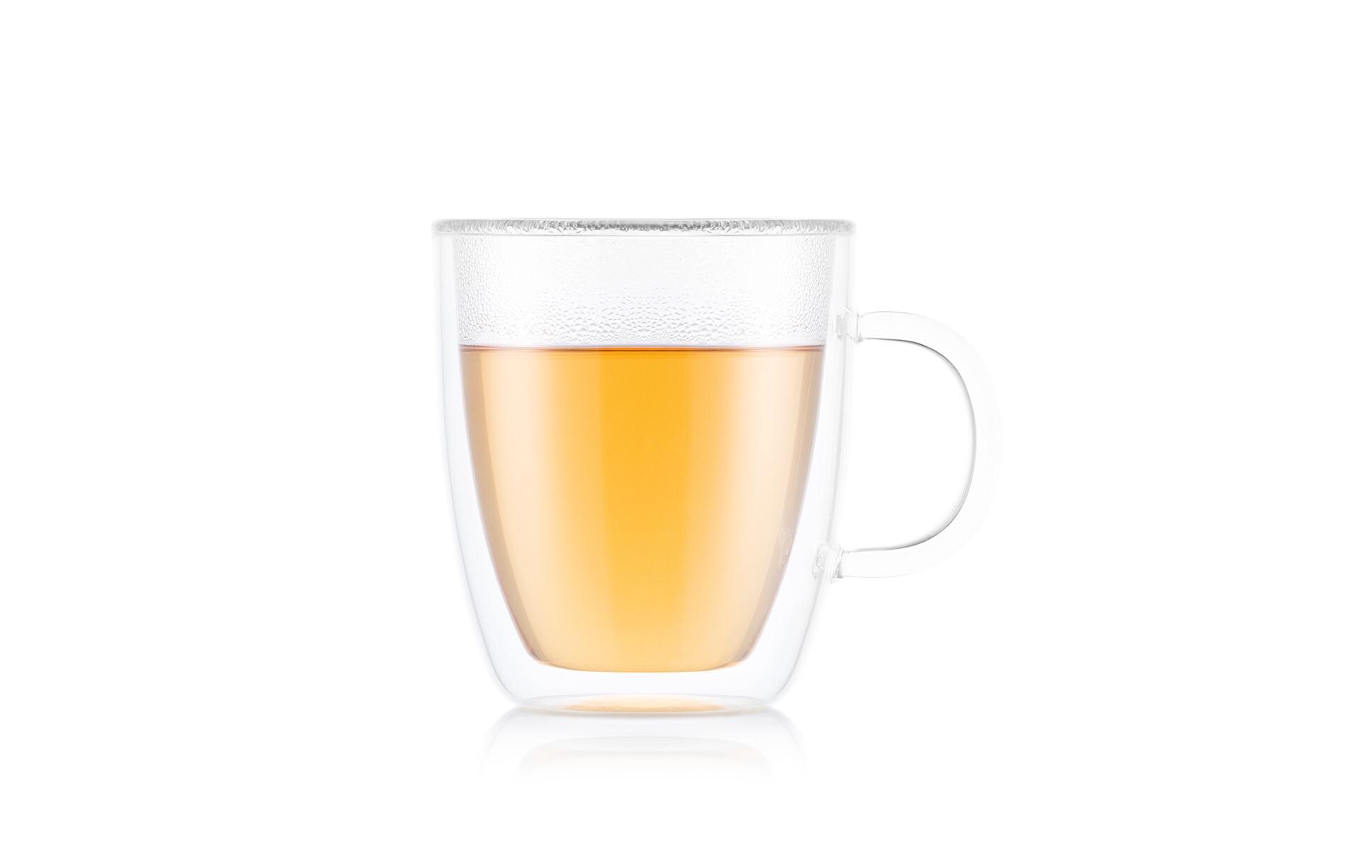Kaffeetasse Bistro 2er Set Transparent, 0.45 lJumbotassen mit Glasgriff