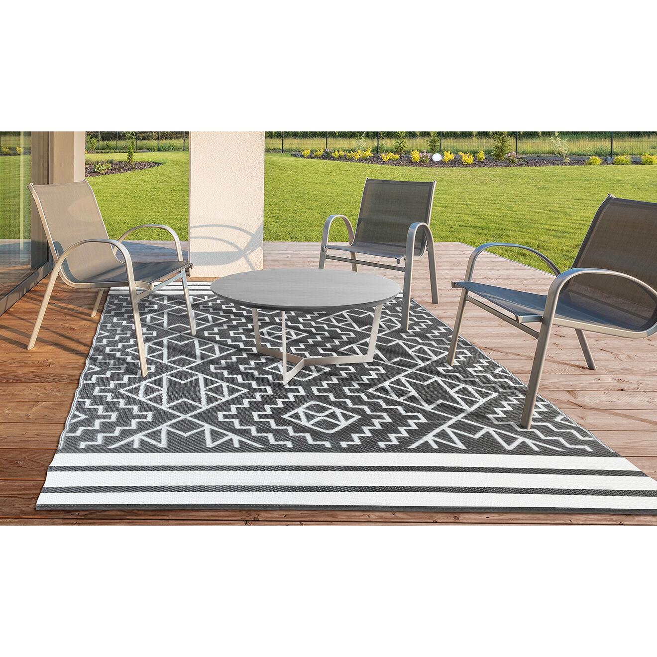 Pratik Garden Tapis extérieur inca gris/blanc - 160x240 cm