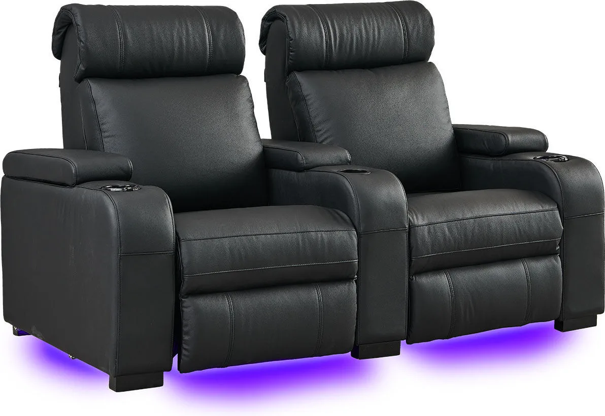 Lumene Hollywood Luxury III Noir (2 places, cuir véritable) Fauteuils cinéma