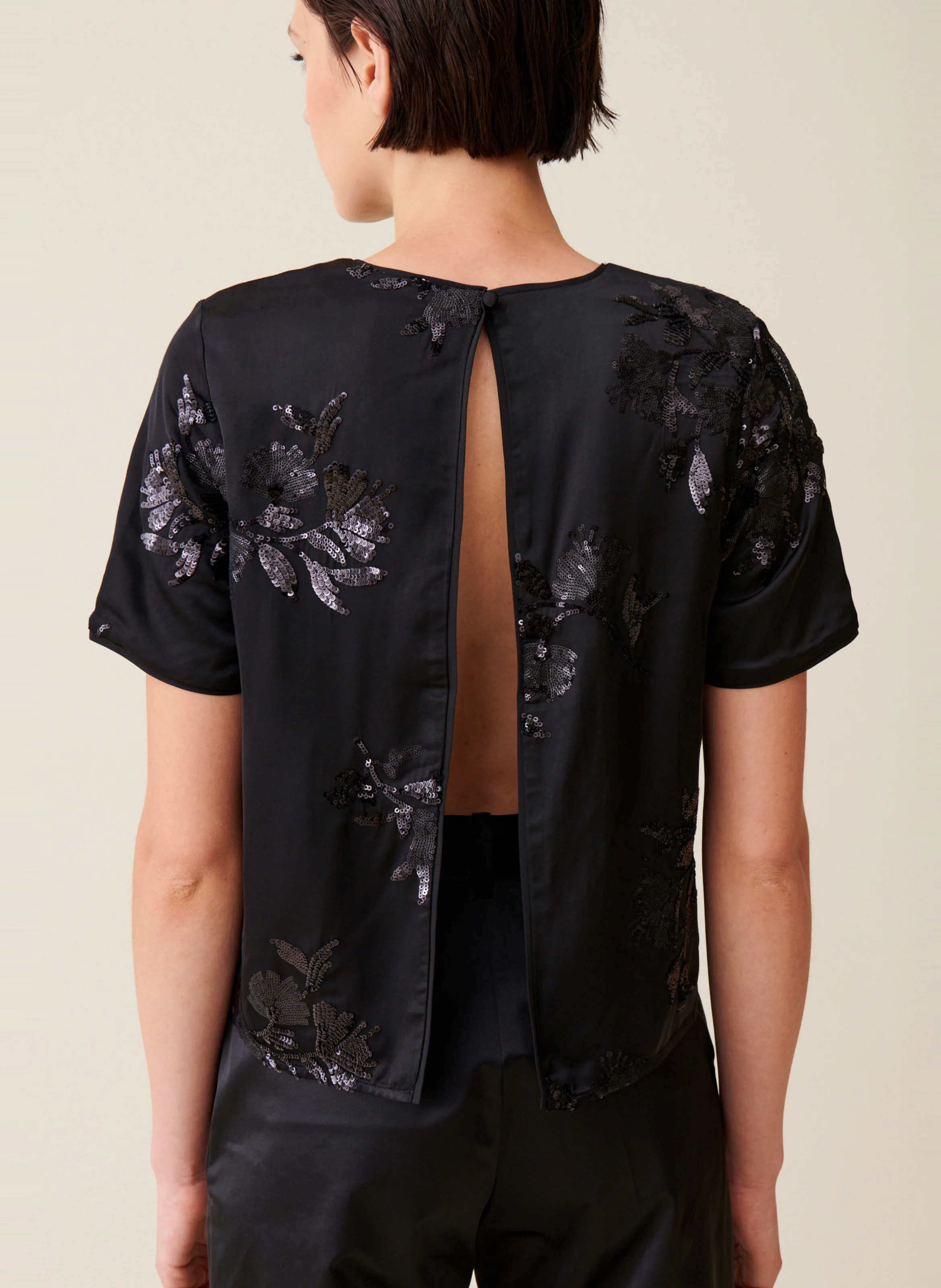 Top droit col rond | Noir