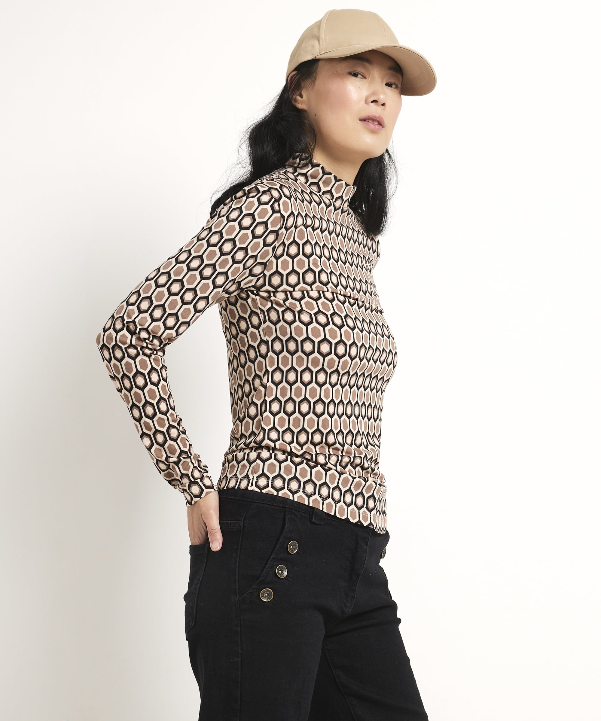 getailleerde top met print