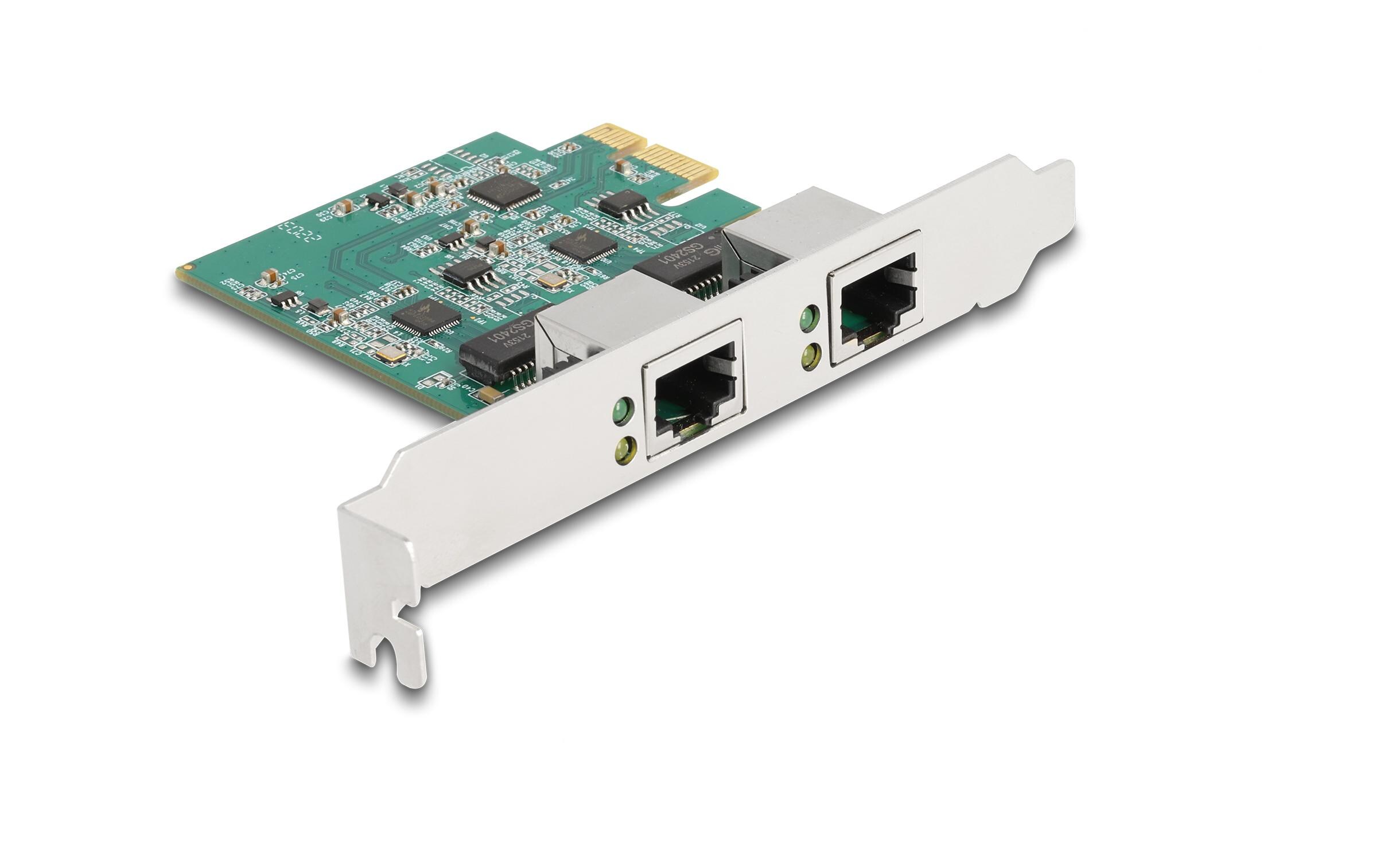 Netzwerkkarte 2x RJ45 2.5 Gbps PCI-Express x1Delock PCI Express x1 Karte zu 2 x RJ45 2.5 Gigabit LAN RTL8125