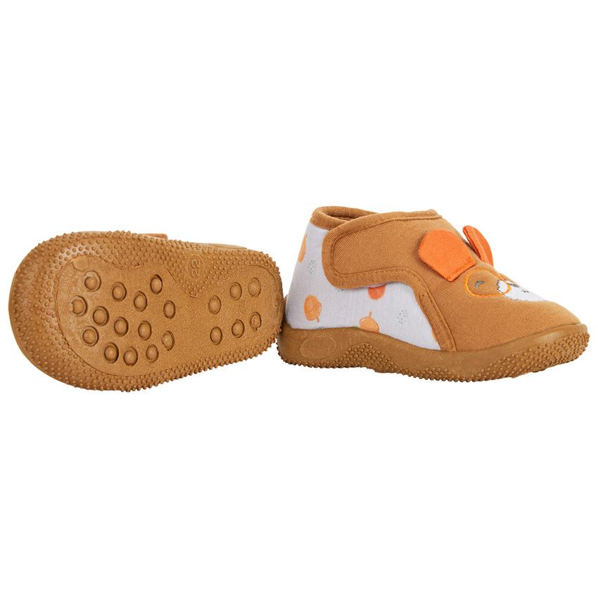 Chaussons bottillons ludiques écureuil pour bébé garçon - Camel