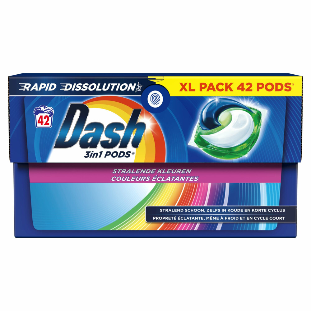 Dash Wasmiddelcapsules 3in1 Pods Stralende Kleuren42 stuks