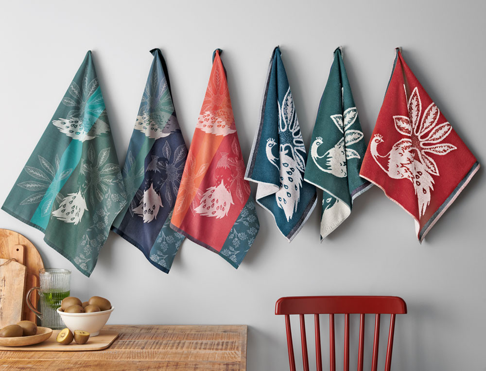 Lot de 3 torchons-Couleurs de Paon