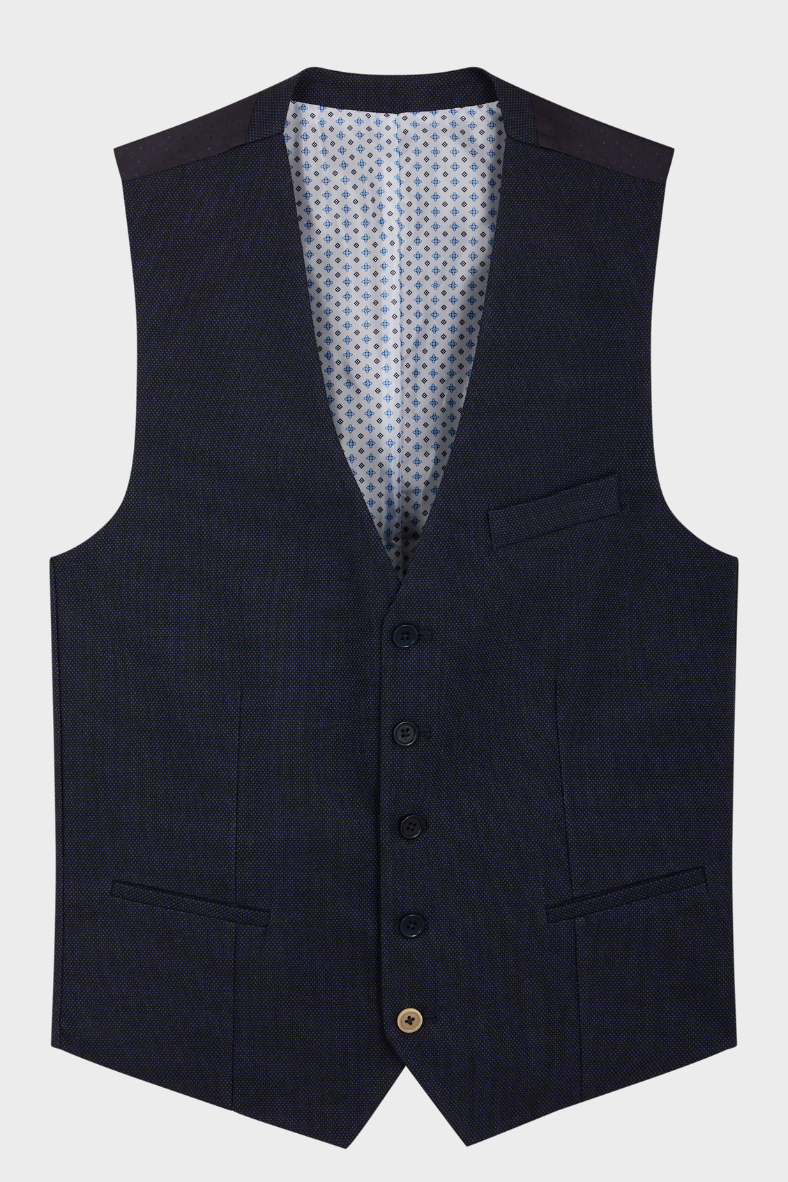 Gilet casual en coton mélangé uni bleu marine