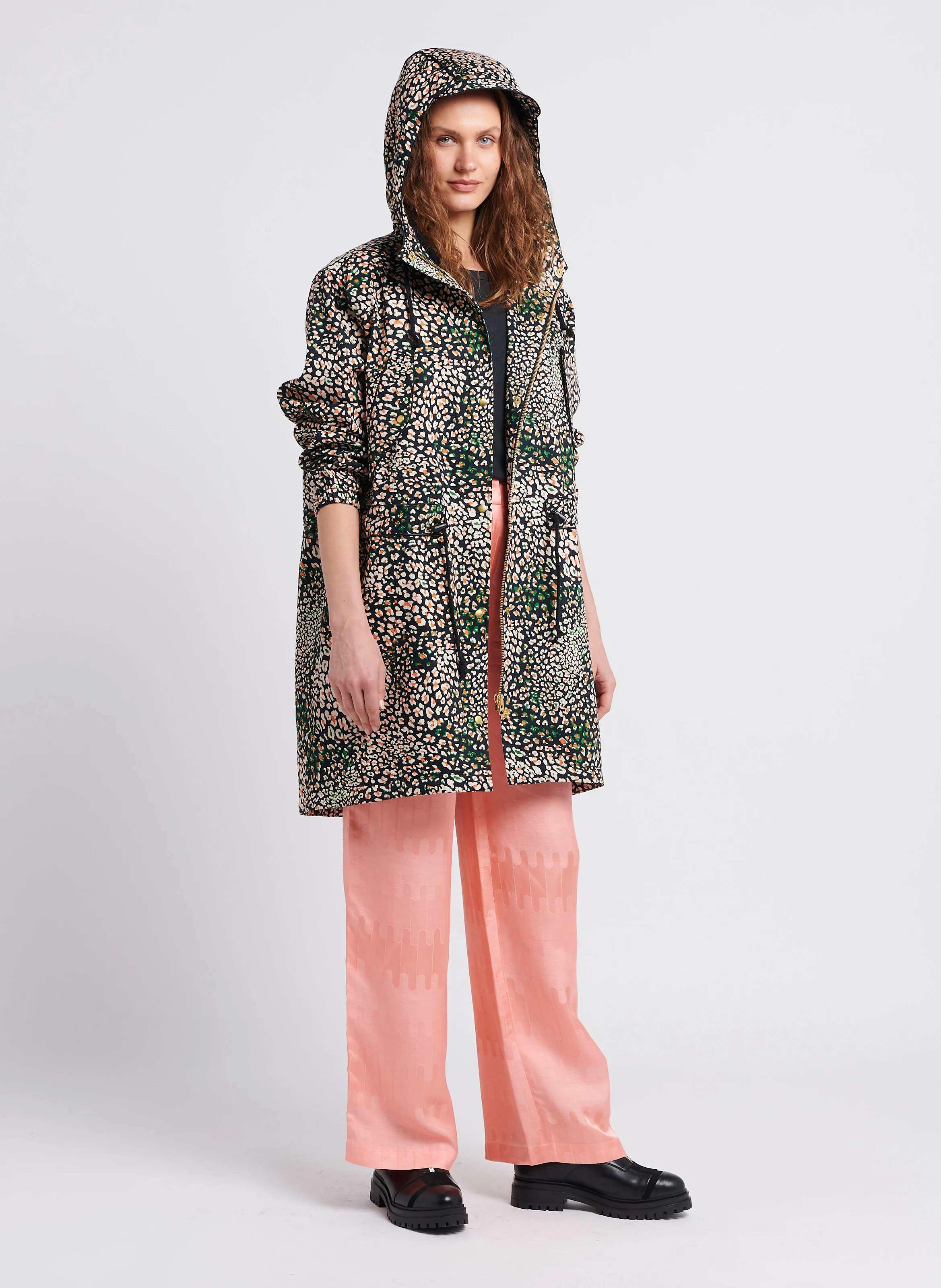 MOOR - Pantalon large taille haute imprimé | Orange
