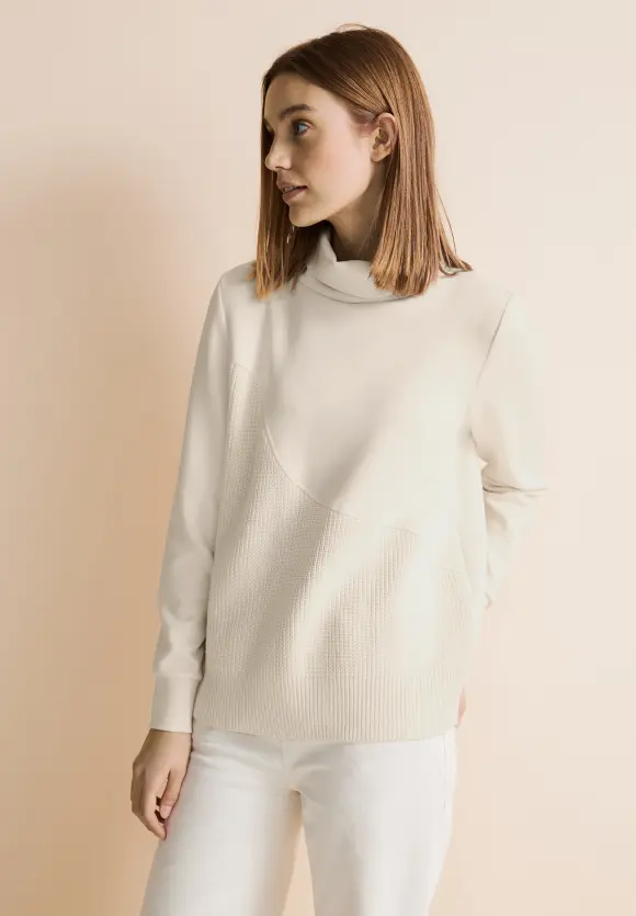 Materialmix Pullover - lucid white