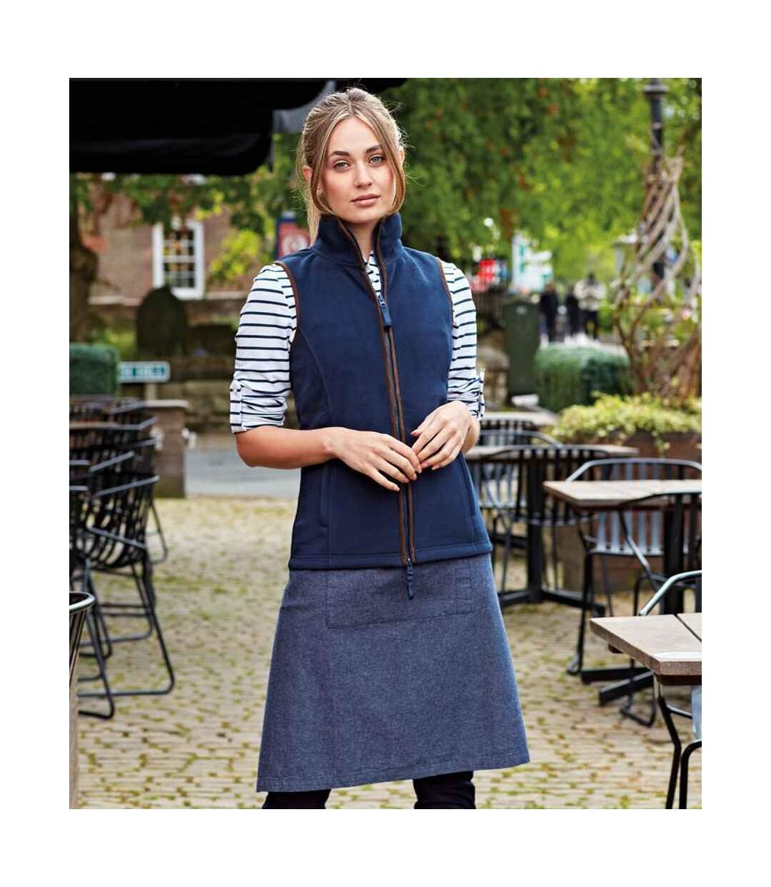 Premier - Veste sans manches ARTISAN - Femme (Bleu marine / Marron) - UTPC4671