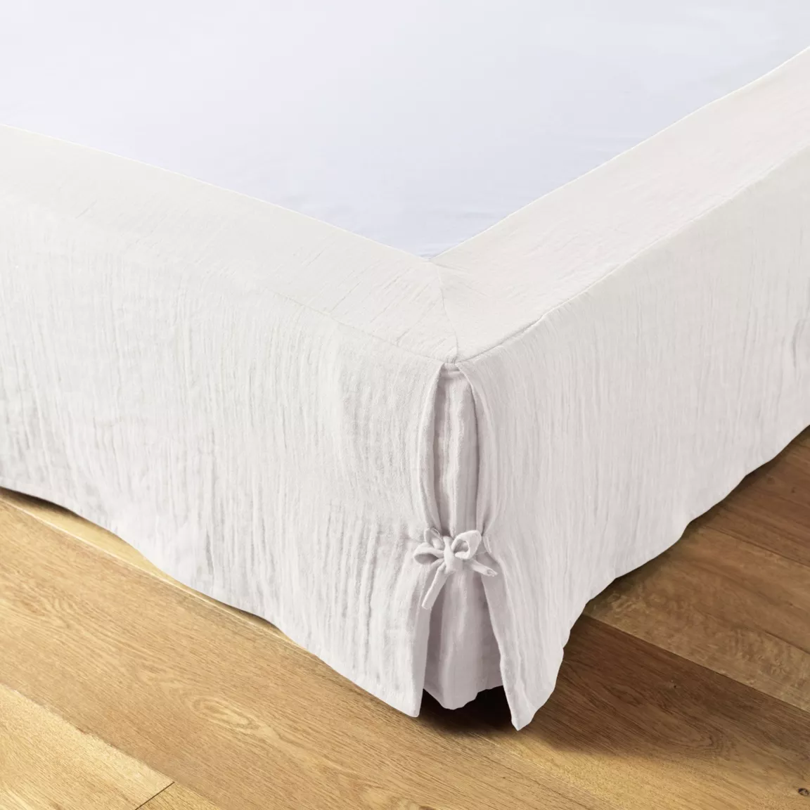 Cache-sommier Gaze de coton (180 x 200 cm) Gaïa Blanc chantilly