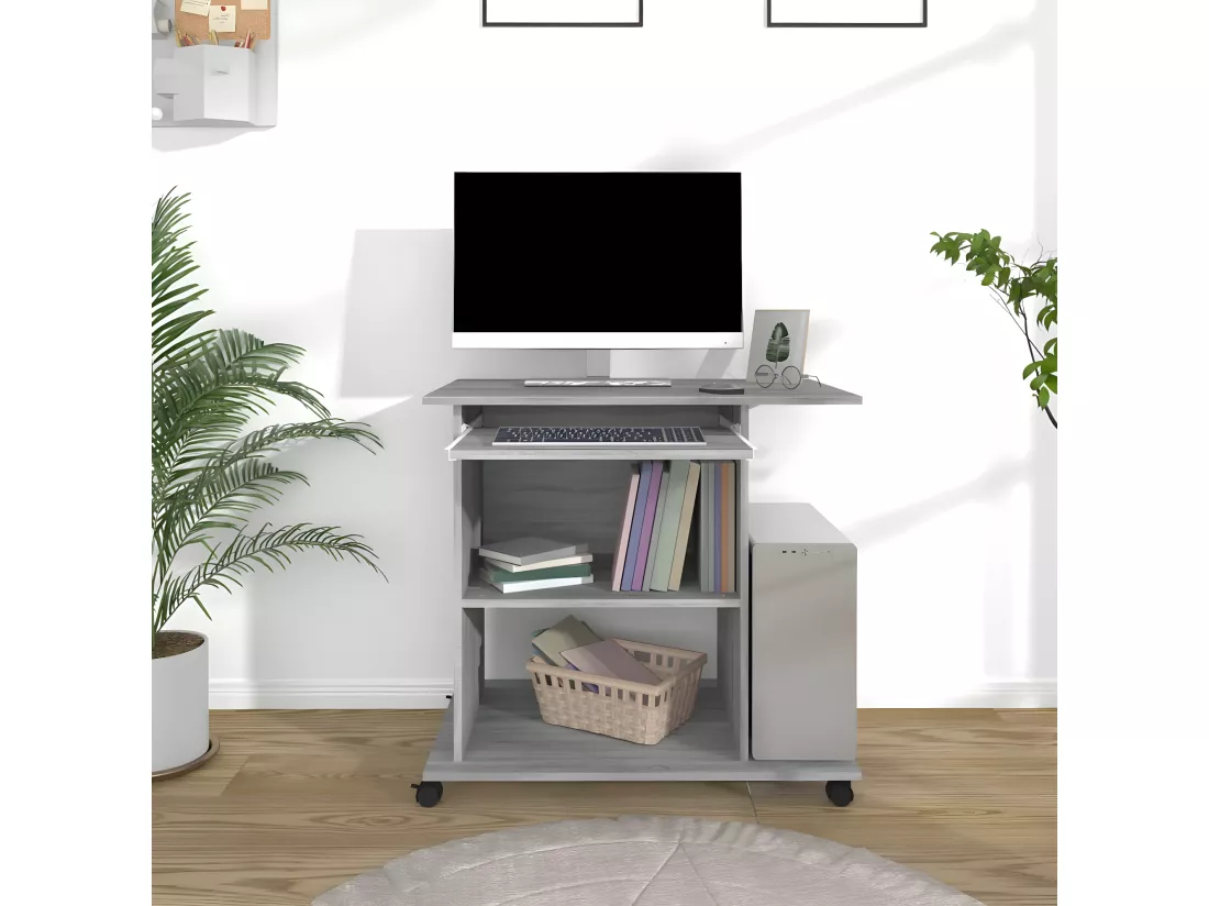 Bureau d'ordinateur Sonoma gris 80x50x75 cm Bois d'ingénierie