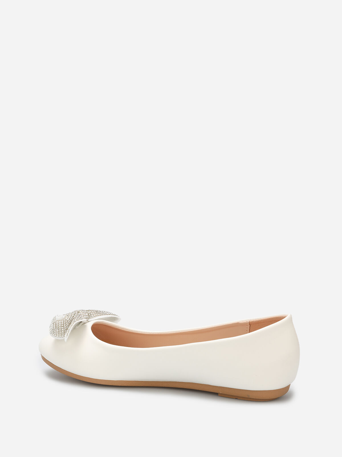 Ballerines à noeud en strass- Blanc