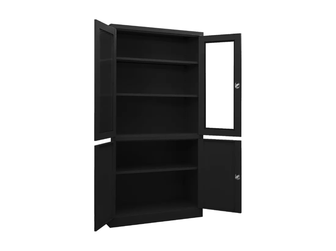 Armoire de bureau Noir 90x40x180 cm Acier