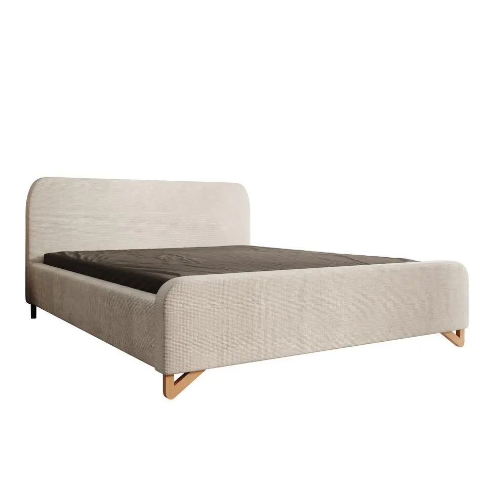 Meubella - Tweepersoonsbed Fortaleza - Beige stof - 160x200 cm