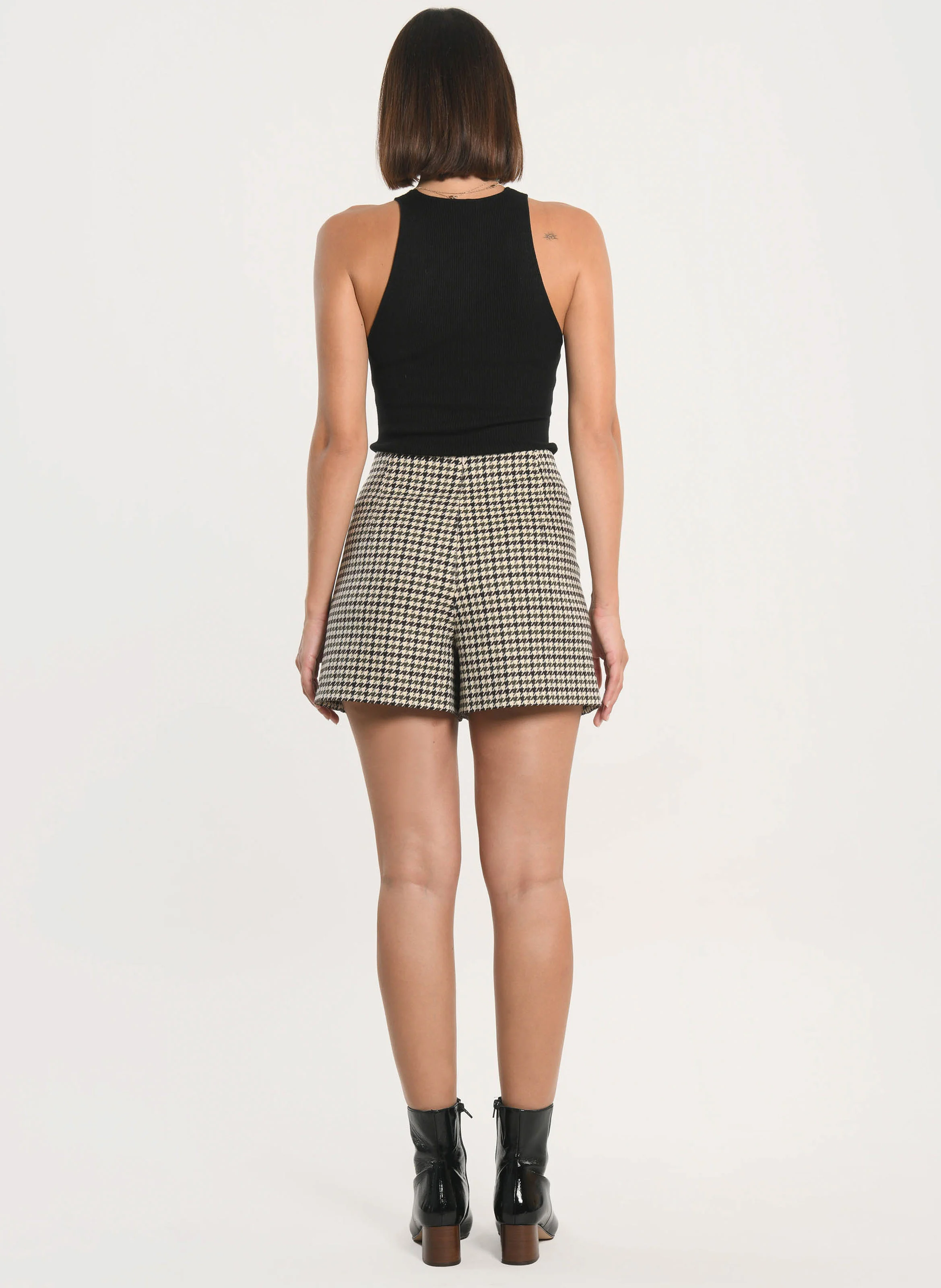 MARVIN - Short taille haute à imprimé pied de poule | Kaki