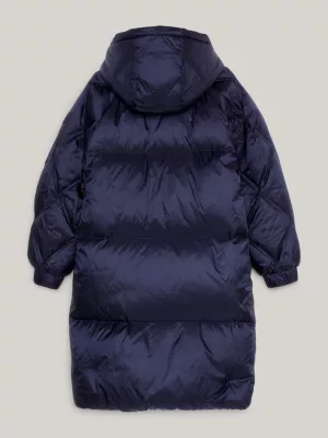 Casaco puffer de penas reciclado com capuz e modelagem relaxada