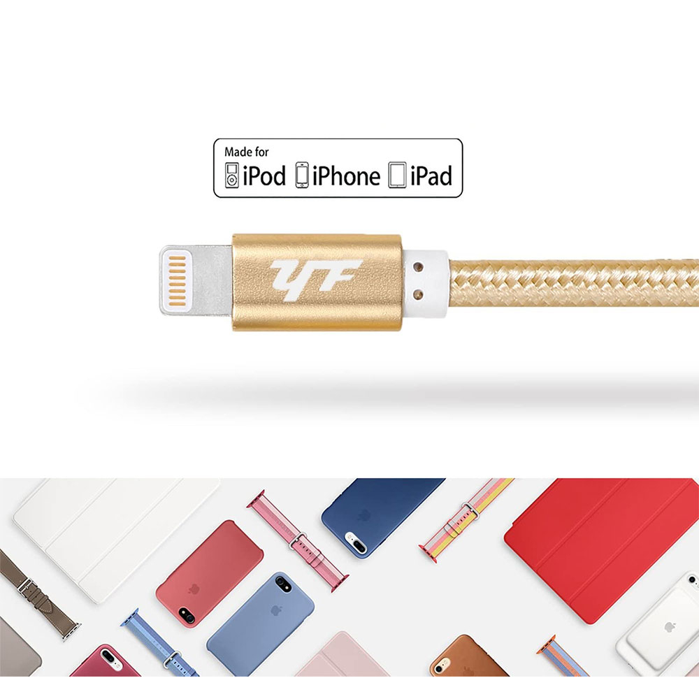 (1m) 2.4A MFi USB A auf Lightning Schnellladekabel Nylon Datenkabel - Gold