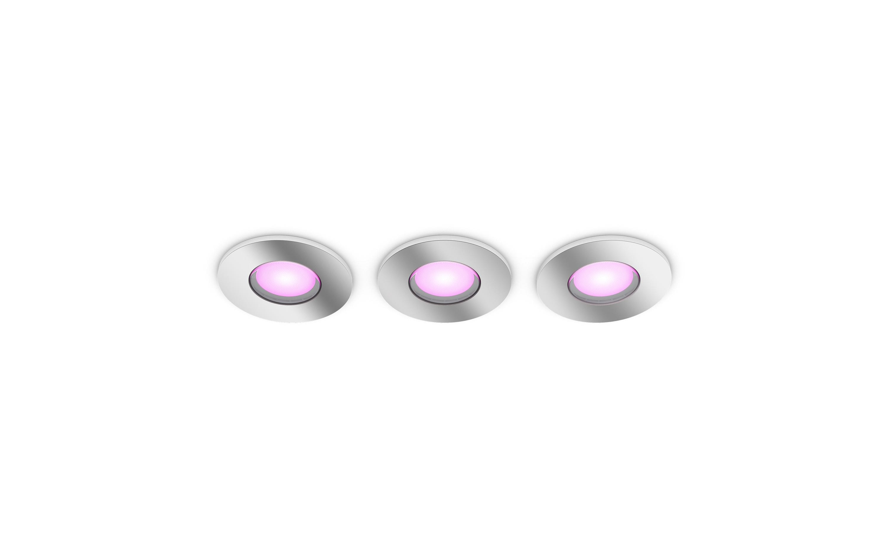 White & Color Ambiance Xamento Einbauspots 3er-Pack Silber<br>Smartes Licht für jeden Raum