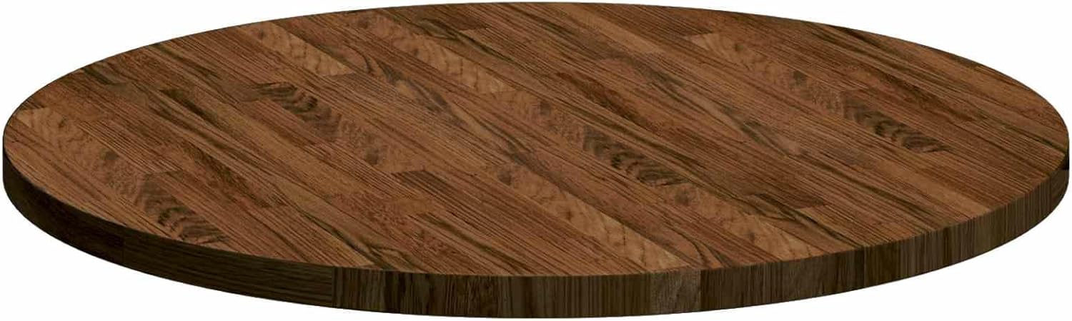 vidaXL Tischplatte Dunkelbraun Ø 80 x 2,5 cm Massivholz Eiche, Moderner runder Eichen-Tischplatte, wendbares Design, stylische Essfläche, praktisches Möbel für Wohnzimmer
