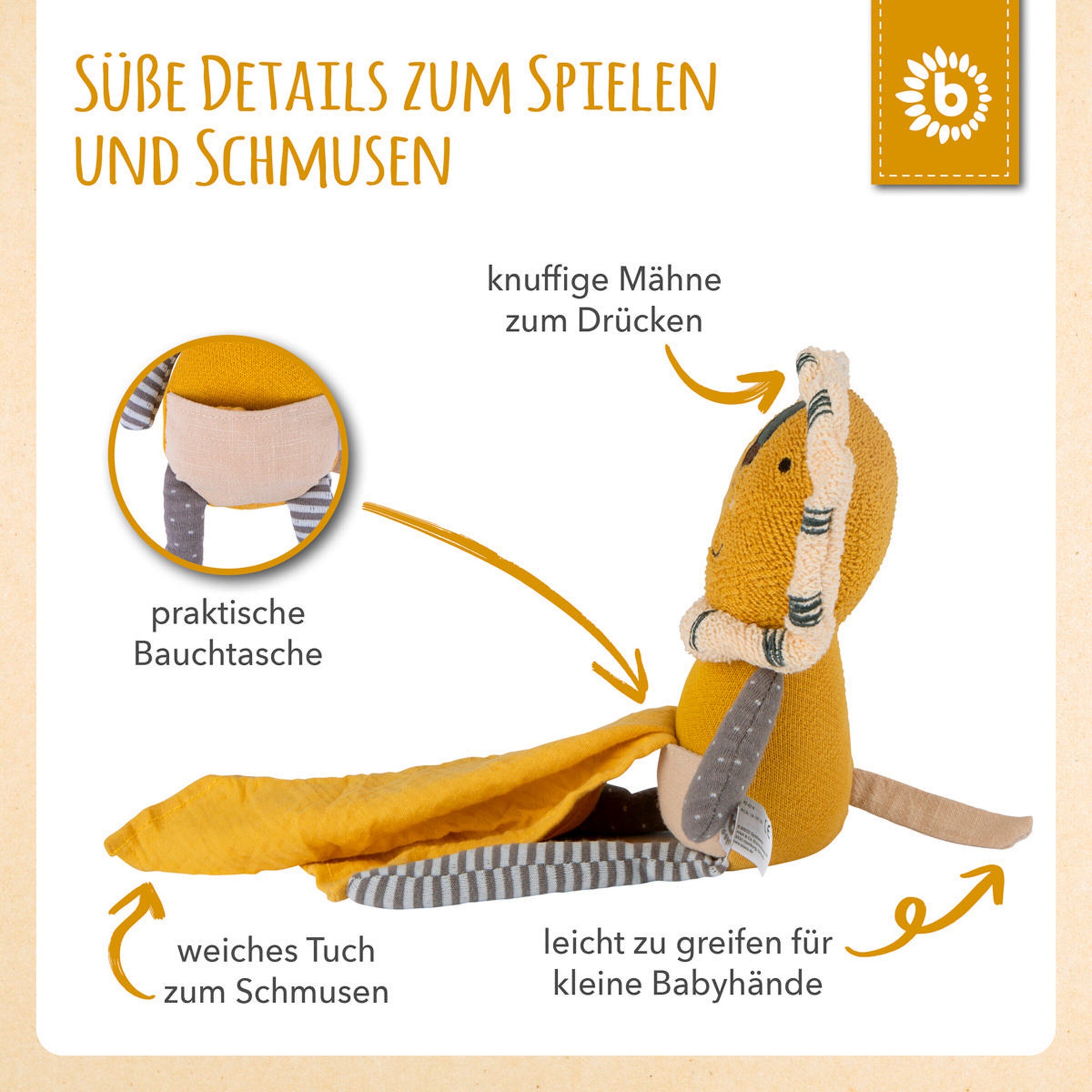 Bieco Kuscheltier Löwe mit Schmusetuch - ab Geburt Gelb
