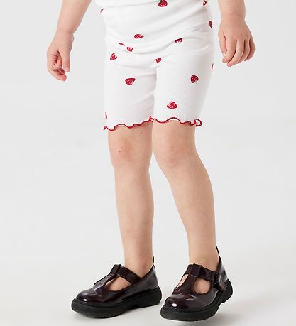 Name It Radlershorts - Rib - NmfJillie - Bright White m. Erdbeer